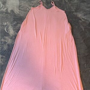Pink Sleeveless Pocket Maxi Dress
